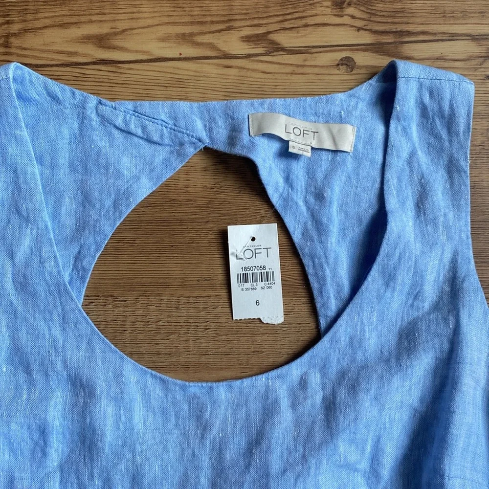 NWT LOFT Blue Linen Sleeveless Dress